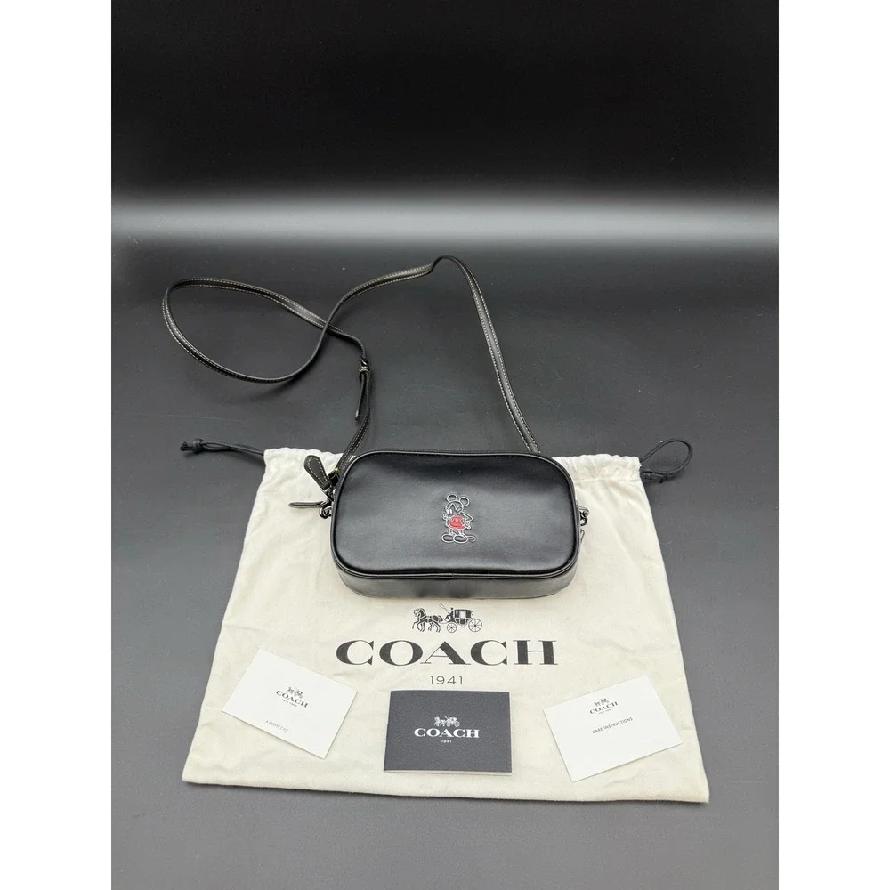 COACH x DISNEY Collection - MICKEY Crossbody Clutch Black Leather Bag